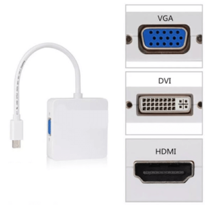 3 en 1 Mini câble displayport DP vers DVI VGA HDMI pour Apple