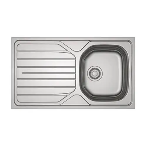 Evier à encastrer 1 bac avec égouttoir, inox, gris / argent