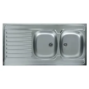 Evier à poser inox inox Jade, 2 bacs avec chiffon