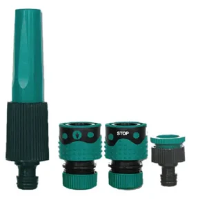Equipements d'arrosage, Jardin Kit d’accessoires d’arrosage bi-matière diamètre 19 mm comprenant 1 nez de robinet 20×27 avec réducteur 26 x 34 + 1 raccord rapide + 1 raccord Stop + 1, lance réglable
