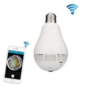 Ampoule Caméra Espion HD WIFI P2P Grand Angle 185° iOS 360° + Détecteur de mouvement