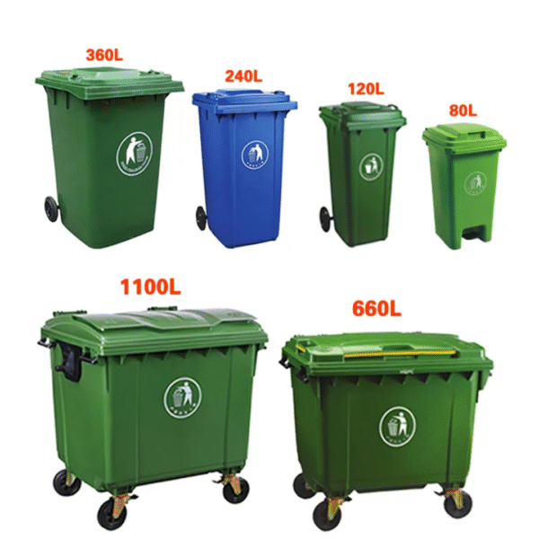 Poubelle,Conteneur à déchet 240L 2 roues-Bacs à ordures en plastique  voirie, poubelle  deux Roues avec couvercle 240 L – Image 3