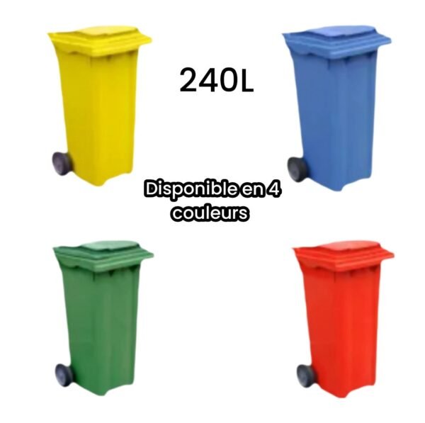 Poubelle,Conteneur à déchet 240L 2 roues-Bacs à ordures en plastique  voirie, poubelle  deux Roues avec couvercle 240 L – Image 4