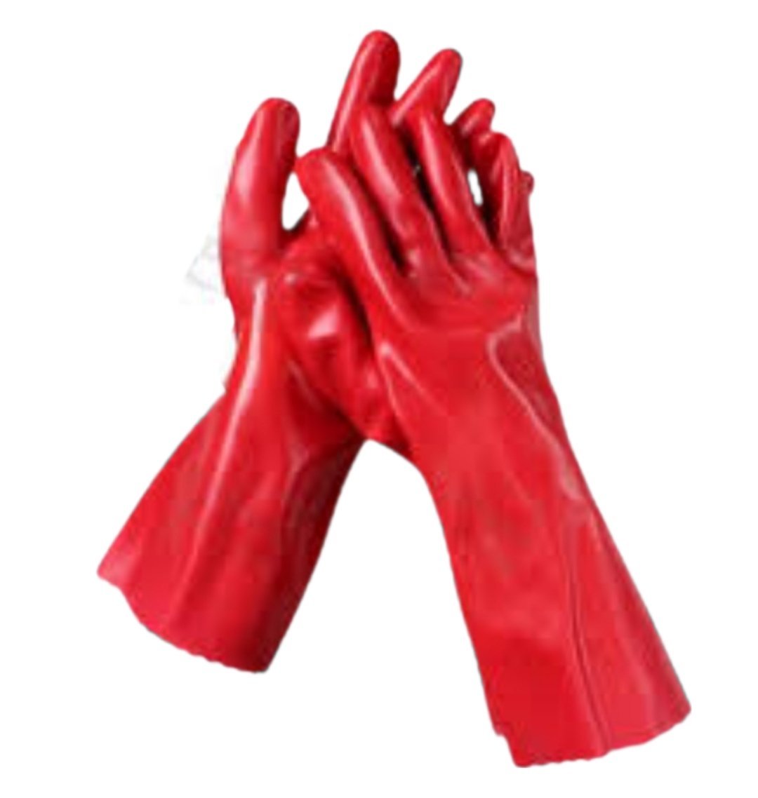Gants de protection chimique à manches longues en PVC Site KF400 rouges taille L Gants PVC protection chimique,paquet de 12 pièces – Image 2