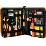 Kit d'outils à sertir CAT5 CAT6 RJ45 avec 50 connecteurs, 50 couvertures, testeur de câble réseau LAN, pince à dénuder Ethernet (orange)