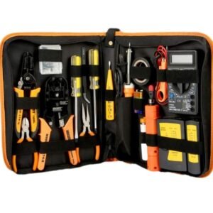 Kit d'outils à sertir CAT5 CAT6 RJ45 avec 50 connecteurs, 50 couvertures, testeur de câble réseau LAN, pince à dénuder Ethernet (orange)