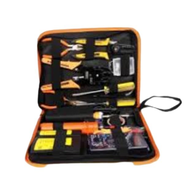 Kit d'outils à sertir CAT5 CAT6 RJ45 avec 50 connecteurs, 50 couvertures, testeur de câble réseau LAN, pince à dénuder Ethernet (orange) – Image 2