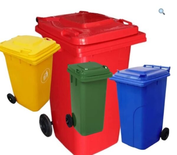 Poubelle,Conteneur à déchet 240L 2 roues-Bacs à ordures en plastique  voirie, poubelle  deux Roues avec couvercle 240 L – Image 2