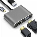 Adaptateur USB  vers HDMI VGA USB3.0, hub USB 4 en 1 de type C 