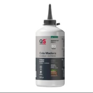 colle à bois polyuréthane monocomposant, de la marque QS, appelée PLASTIPOL 444. 