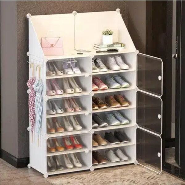 Range Chaussures En Plastique 24 Paires En Noir Et En Blanc