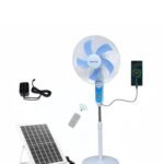 Ventilateur Sur Pied rechargeable avec panneaux solaire et télécommande, USB , LED