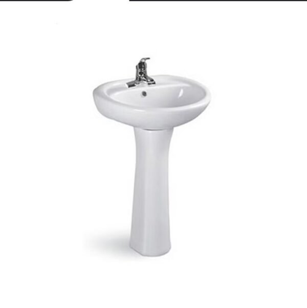 lavabo de salle de bain simple qui se compose d'un bassin et d'un pied de support