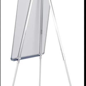 Tableau blanc avec 3 pier  magnétique avec trépied, 70 x 100 cm, cadre gris et bleu, avec plateau et clip réglable pour blocs