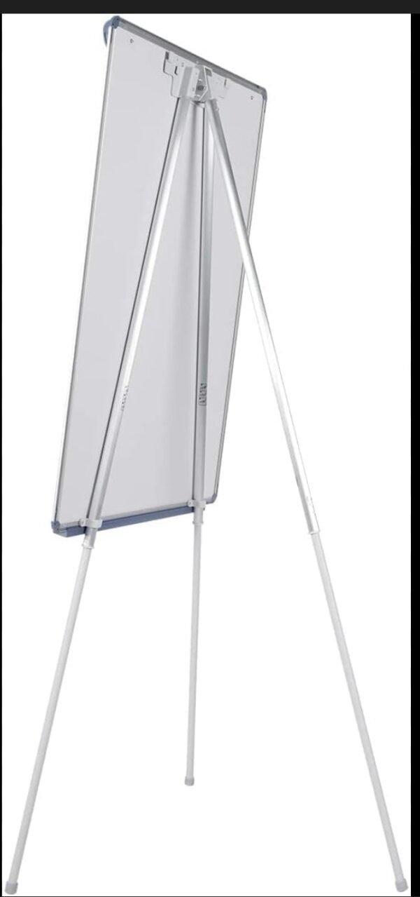 Tableau blanc avec 3 pier  magnétique avec trépied, 70 x 100 cm, cadre gris et bleu, avec plateau et clip réglable pour blocs