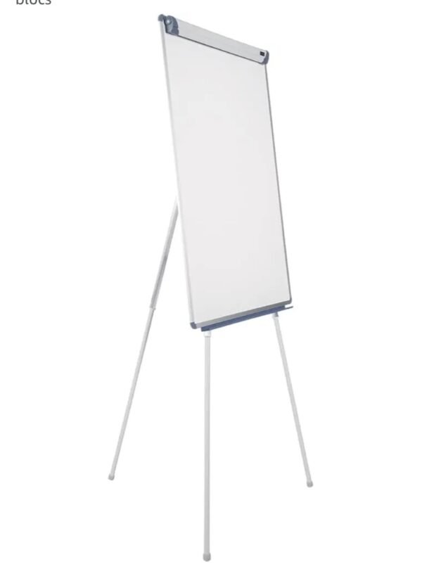 Tableau blanc avec 3 pier  magnétique avec trépied, 70 x 100 cm, cadre gris et bleu, avec plateau et clip réglable pour blocs – Image 4