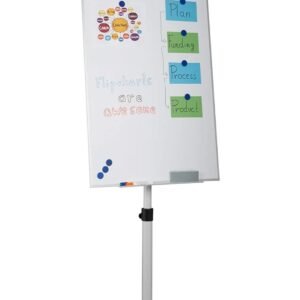 Tableau Magnétique Blanc 70 x 100 Chevalet de Conférence - sur Roulettes, Réglable en Hauteur, Mobile, 70 x 100 cm, Magnétique, Effaçable, Incluant Marqueurs, Aimants, Papiers, Éponge - Paperboard, Tableau Magnétique Blanc