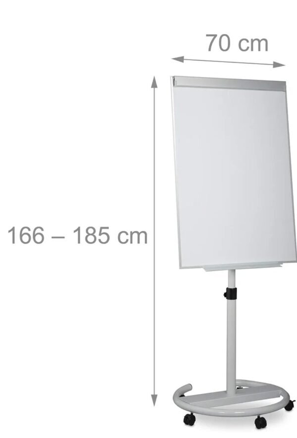 Tableau Magnétique Blanc 70 x 100 Chevalet de Conférence - sur Roulettes, Réglable en Hauteur, Mobile, 70 x 100 cm, Magnétique, Effaçable, Incluant Marqueurs, Aimants, Papiers, Éponge - Paperboard, Tableau Magnétique Blanc – Image 2