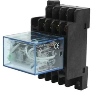 Relais de Puissance 4PDT, avec 
Lampe témoin Verte à 2 bobines Relais de Puissance 4PDT avec Prise de Rail DIN DC 24V Pièces détachées