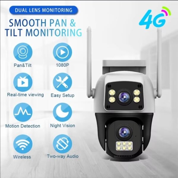 Caméra de sécurité WiFi,  cellulaire Caméra 4K 8MP PTZ, double objectif, double écran, Zoom numérique 4X, caméra IP 4MP HD, suivi automatique, vidéosurveillance extérieure Résolution HD(4MP Add 32G SD Card) – Image 5