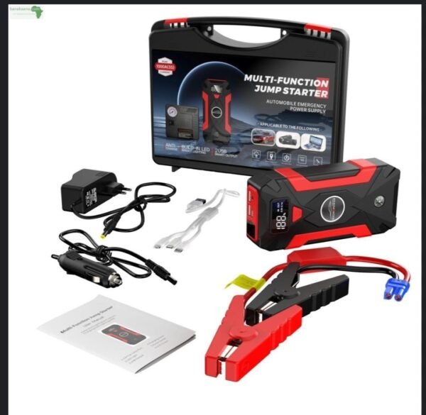 Démarreur De Batterie De Voiture Portable avec écran LCD, 1500a 12000mAh USB Batterie De Démarrage De Démarrage De Batterie avec Câbles De Démarrage Et chargeur Téléphone Modes D'éclairage LED