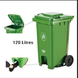 Poubelle à roulettes et pédale, Conteneur poubelle 2 roues - 120 litres