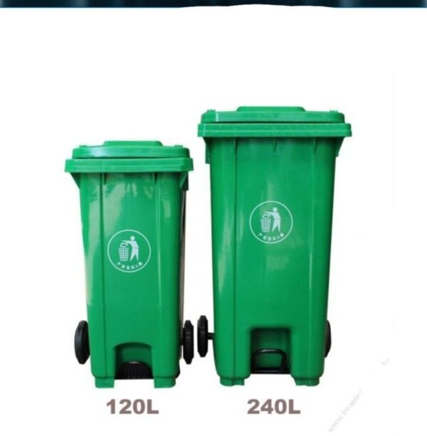 Poubelle à roulettes et pédale, Conteneur poubelle 2 roues - 120 litres – Image 3