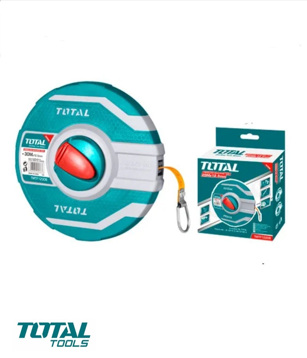 Ruban à mesurer 30 m x 12,5 mm en fibre de verre TMTF12306