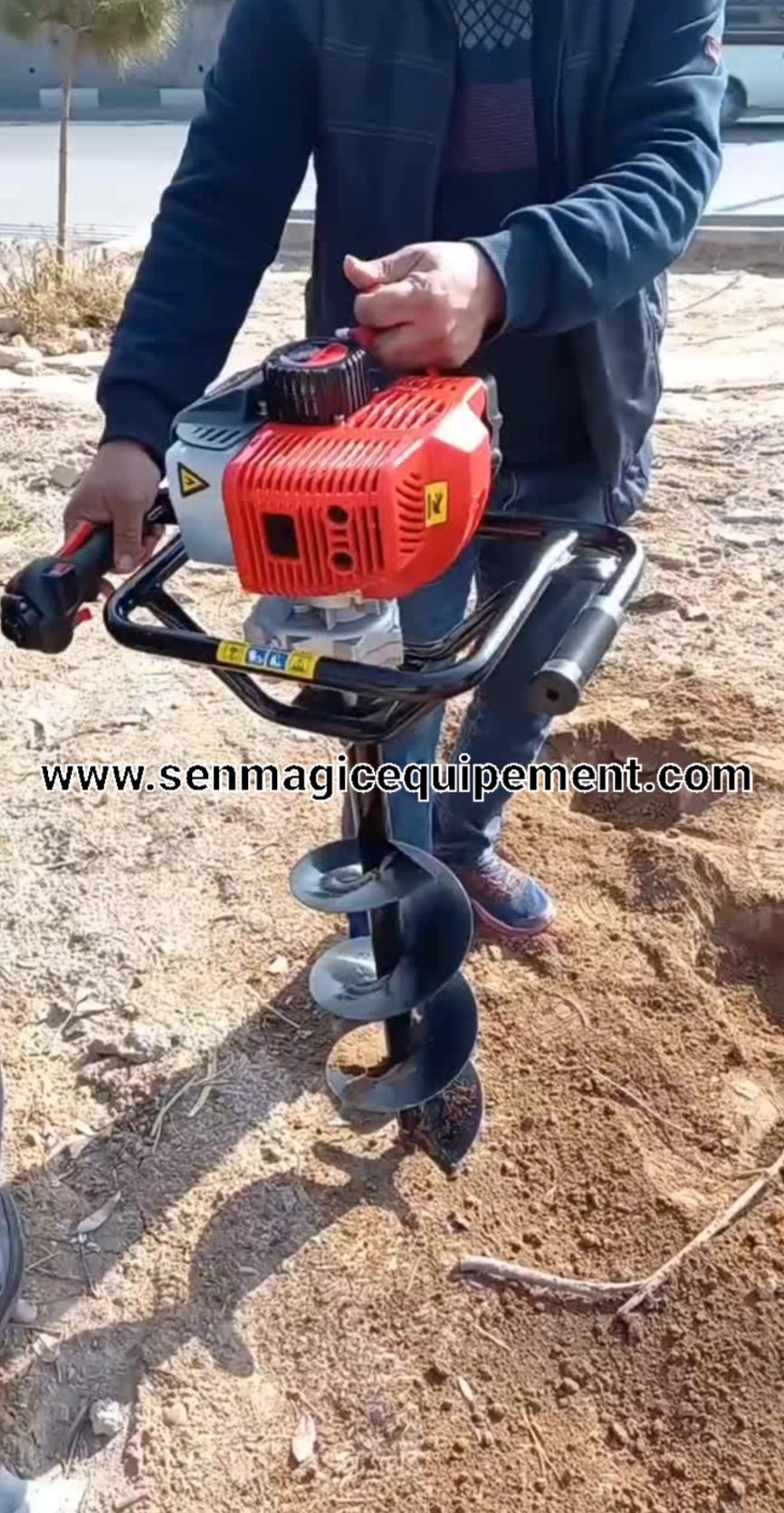 Foreuse de Terre à Essence à 2 Temps, tarière de Poteau de clôture, foreuse de Trou de Terre, tarière de Terre, foreuse de Trou de Poteau de clôture, Pelle en Spirale à Essence de – Image 4