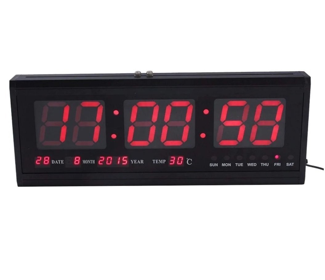 Horloge murale LED multifonctionnelle, affichage du calendrier et de la température, mode 12/24 heures, horloge murale de température, horloge LED numérique – Image 2