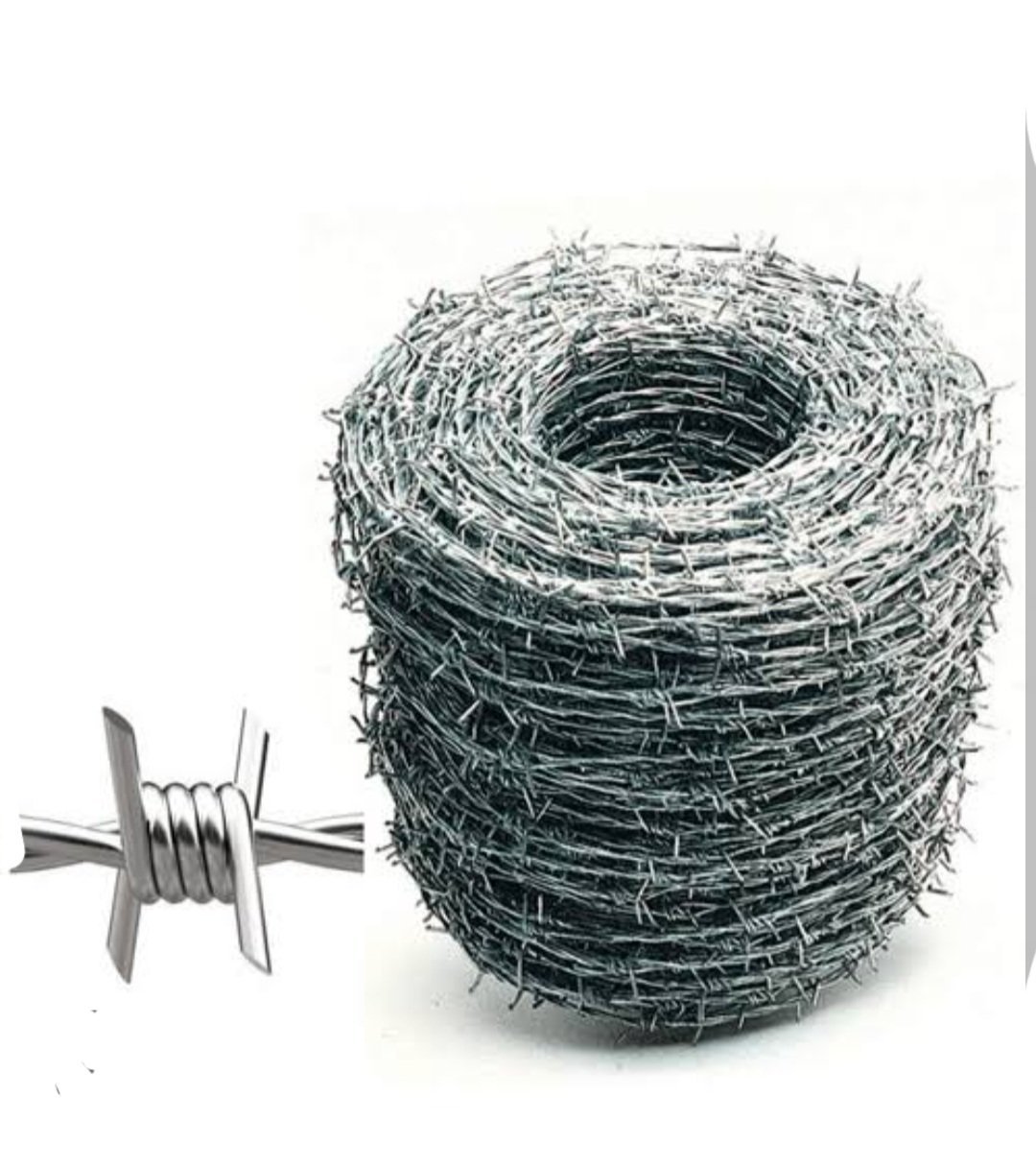 Fil barbelé Bobine galvanisé, ronce artificielle, pour clôture Rouleau de 100 mètres 1.6/1.7mm pour clôture de jeu clôture forestière maille nouée – Image 2