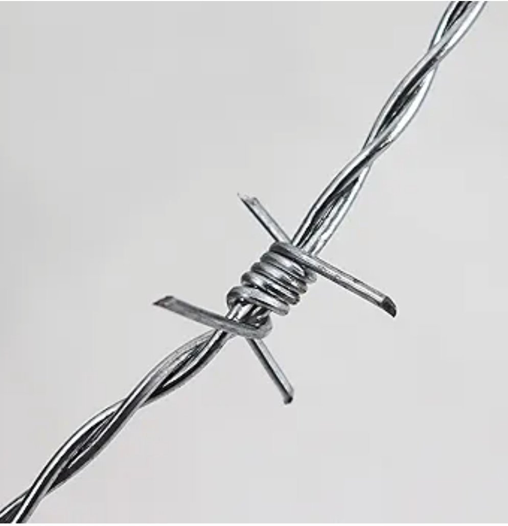 Fil barbelé Bobine galvanisé, ronce artificielle, pour clôture Rouleau de 100 mètres 1.6/1.7mm pour clôture de jeu clôture forestière maille nouée – Image 3