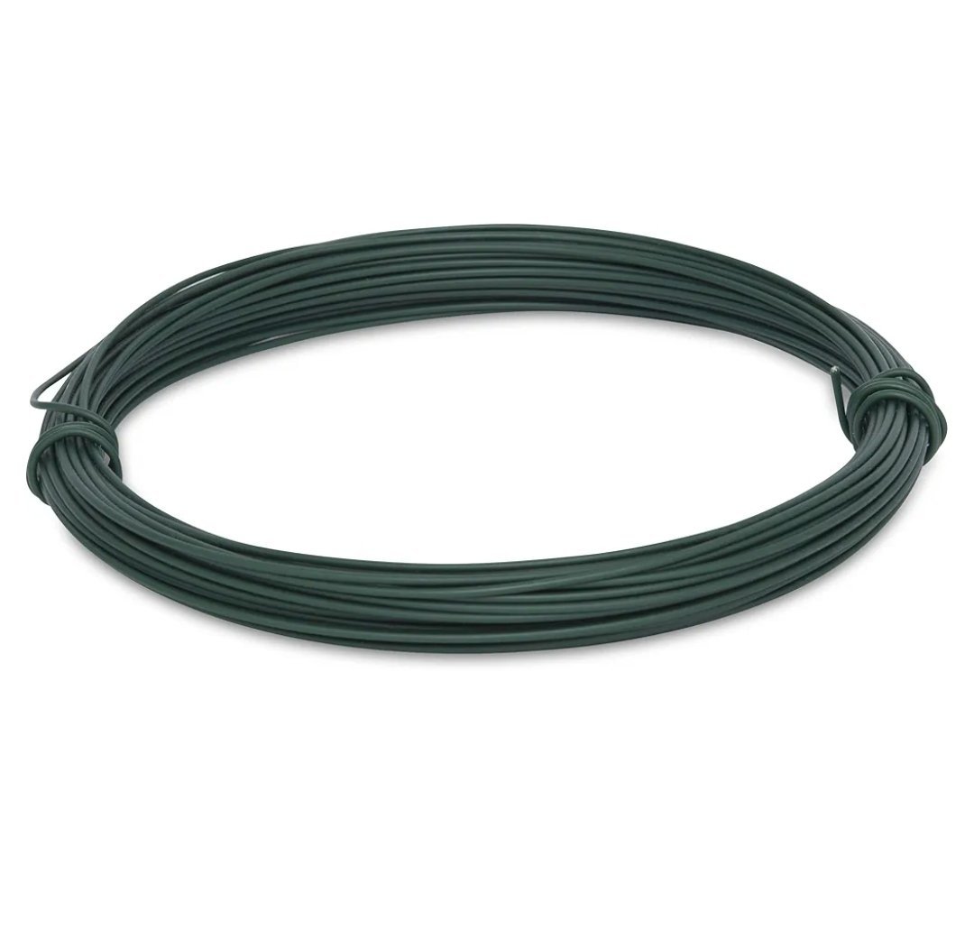 Fil de jardin - 2 x 100 m - Revêtement en PVC - Vert - Fil de liaison - Fil de serrage - Fil de clôture - Pour nouer les plantes - Galvanisé
