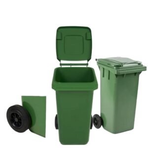 Poubelle,Conteneur à déchet 240L 2 roues-Bacs à ordures en plastique  voirie, poubelle  deux Roues avec couvercle 240 L