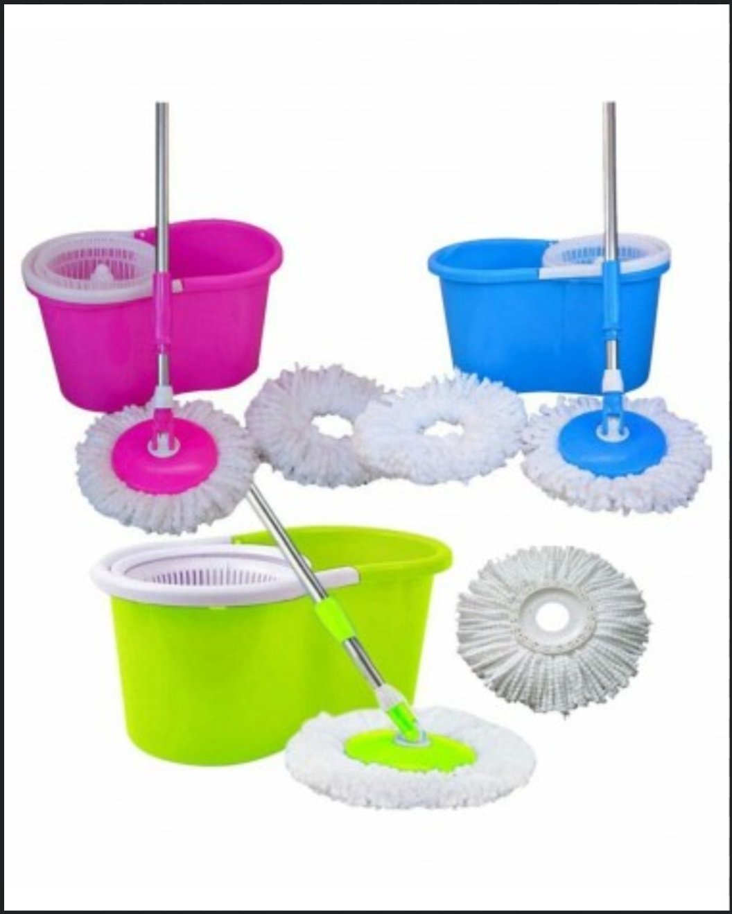 Seau de nettoyage + balai à franges essoreur "spin mop" ou balai rotatif
SEAU A MENAGE Serpillère Rotatif 360° – Image 3