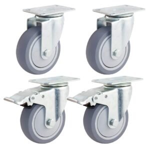 Ensemble de 4 roulettes pivotantes robustes 2 avec frein 2 simple