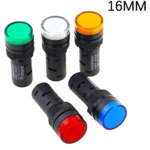 Voyant d'alimentation  lumineux LED Signal de Montage sur Panneau de 16mm, 1 pièce, Voyant d'alimentation LED AC/DC 12V/24V/220V, Voyant d'avertissement (Color : Blue, Size : 24V