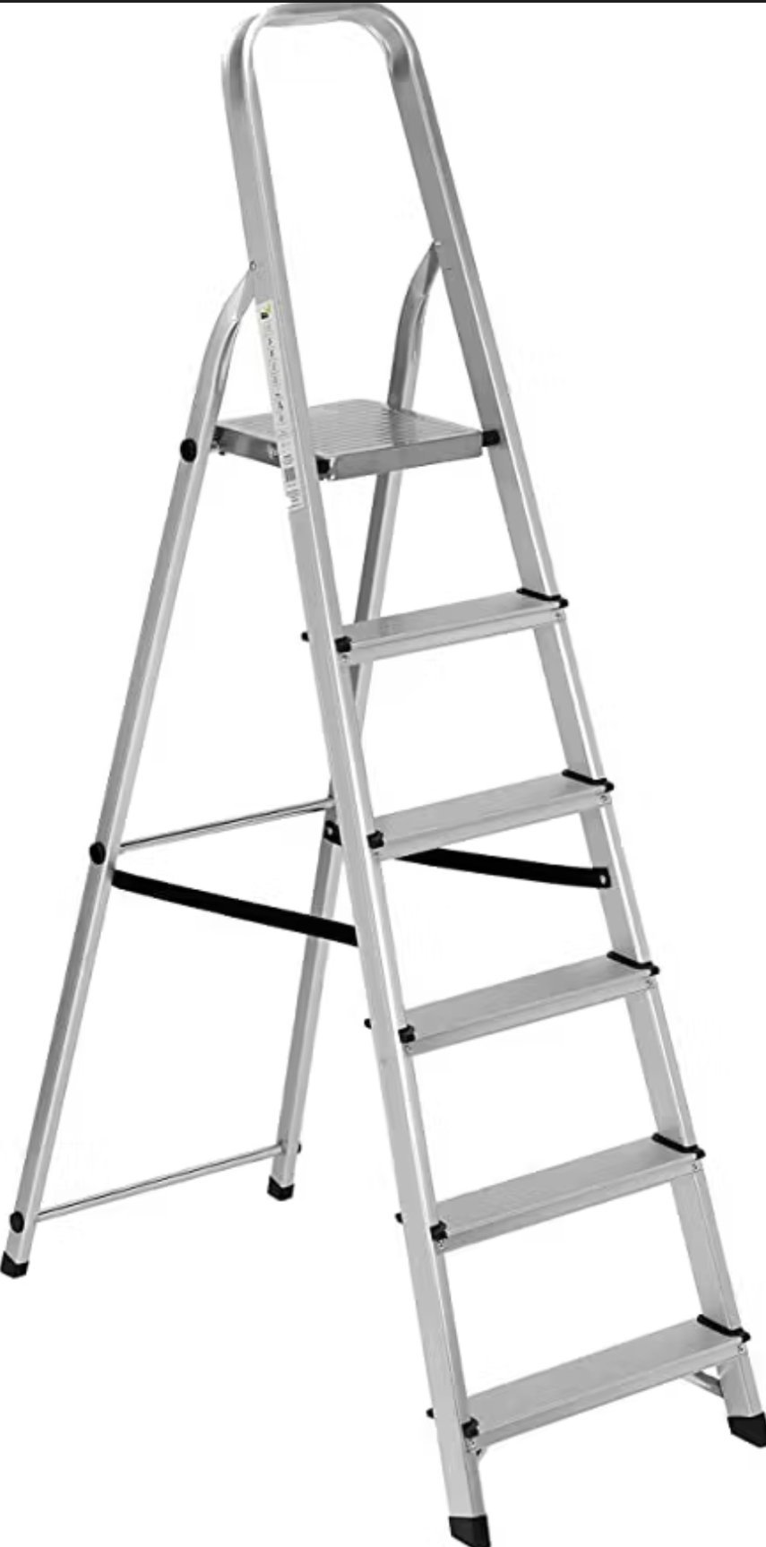 Échelle en aluminium à 6 marches Pliable Pour usage domestique et bricolage Capacité de charge maximale 150 kg Gris