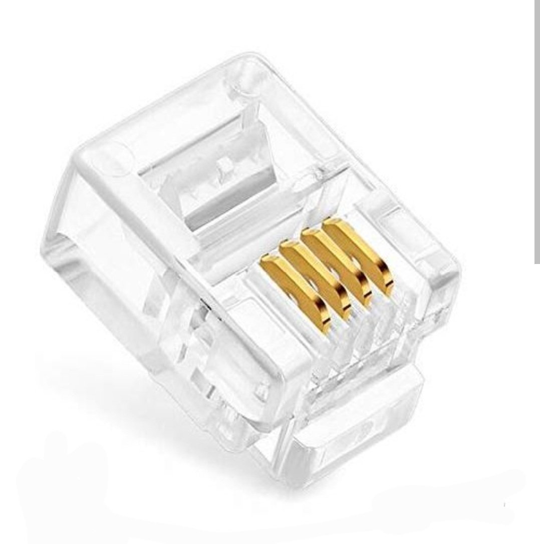 connecteur RJ11 mâle, couramment utilisé pour les lignes téléphoniques analogiques