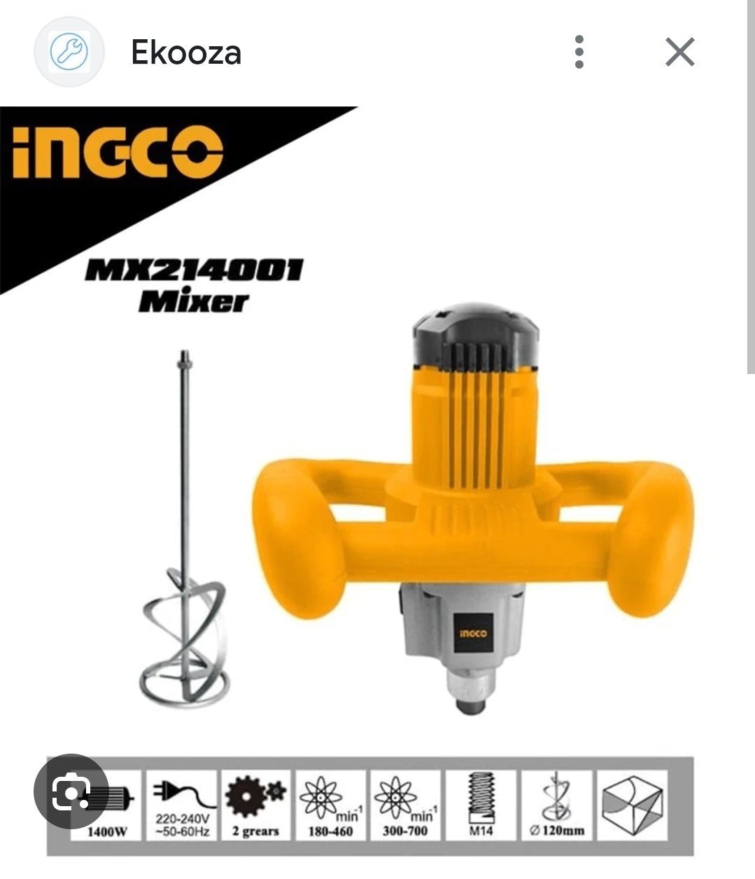 malaxeur électrique 1400W INGCO-MX214001- AVEC TIGE – Image 3