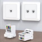 Prise RJ45 CAT6 CAT5E Internet LAN 1/2 ports Ethernet Prise murale 1/2 port plat pour bureau, maison, école, PC (Cat6 1 prise + 1 panneau de port)