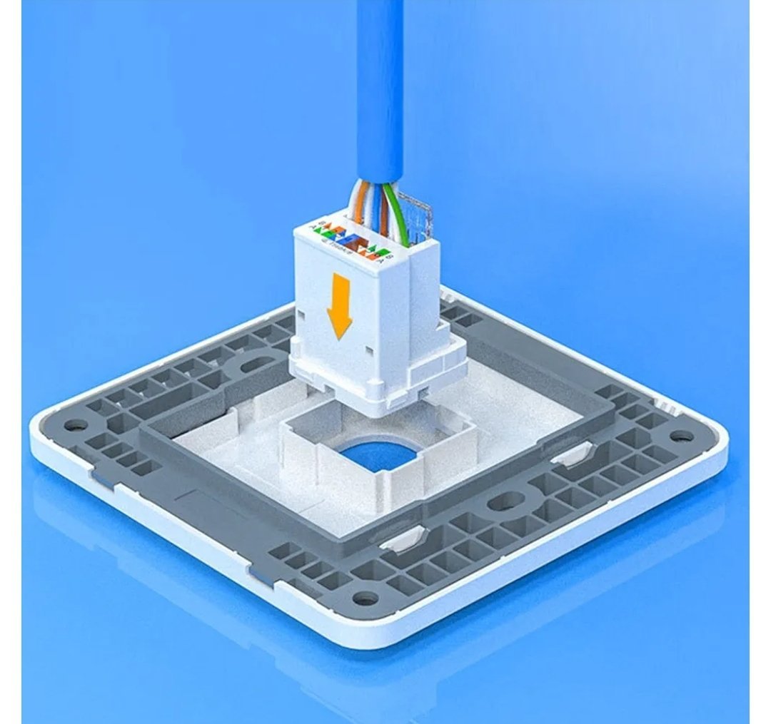 Prise RJ45 CAT6 CAT5E Internet LAN 1/2 ports Ethernet Prise murale 1/2 port plat pour bureau, maison, école, PC (Cat6 1 prise + 1 panneau de port) – Image 2