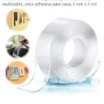 Ruban adhésif double face  50 mm x 5 mm  Ruban amovible ultra-résistant  Transparent pour tapis, tableaux, affiches, bureau, vos objets de maison, camping-car (LPNT5001)