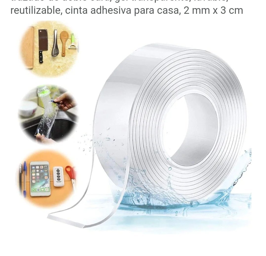 Ruban adhésif double face 50 mm x 5 mm Ruban amovible ultra-résistant Transparent pour tapis, tableaux, affiches, bureau, vos objets de maison, camping-car (LPNT5001)