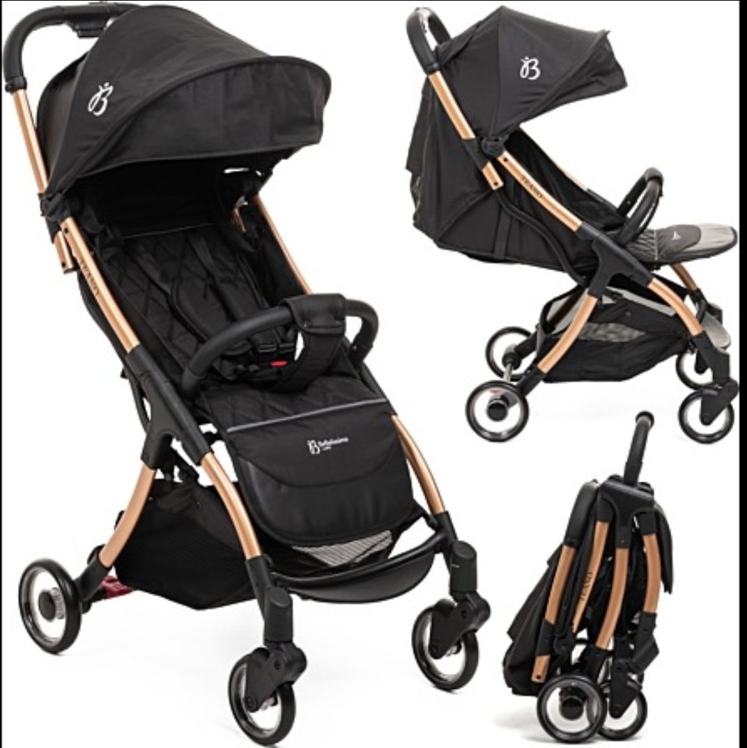 Poussette de Bébé qualités supérieure, pliante, roues à 360°, harnais 5 points, porte-boissons, housse de pluie, dossier réglable, housse de soleil, Champagne – Image 2