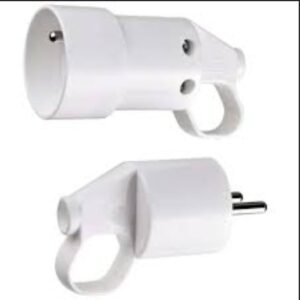 Fiches Électriques 16A avec Terre – 1 Prise Mâle + 1 Prise Femelle – Blanc – Connexion Rapide avec Anneau