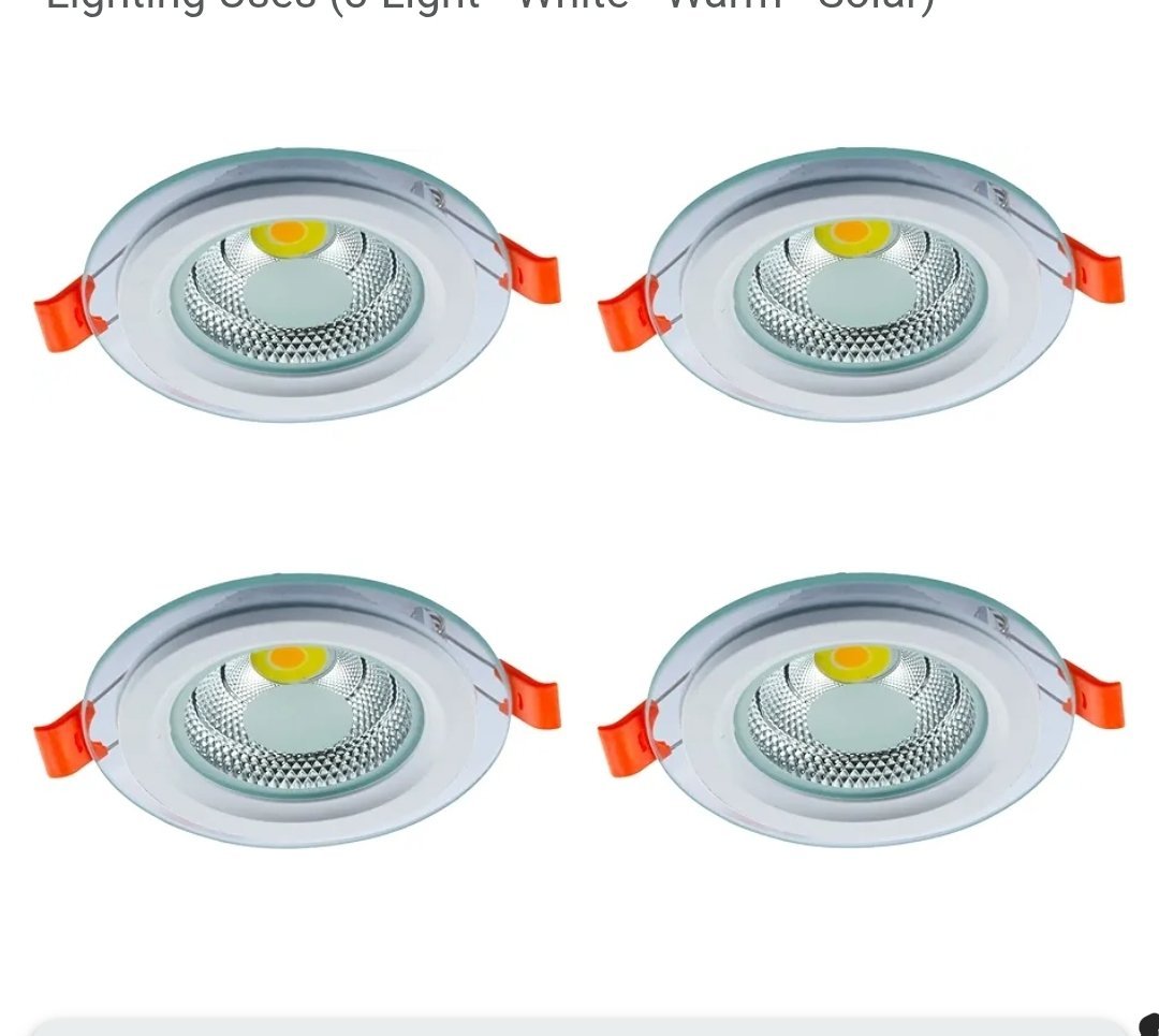 Spot en verre, Light 4 - Fixation par trou de 7 cm -3w- Haute qualité et efficacité - Excellent pour tous les usages d'éclairage intérieur (3 lumières - Blanc - Chaud - Solaire – Image 3