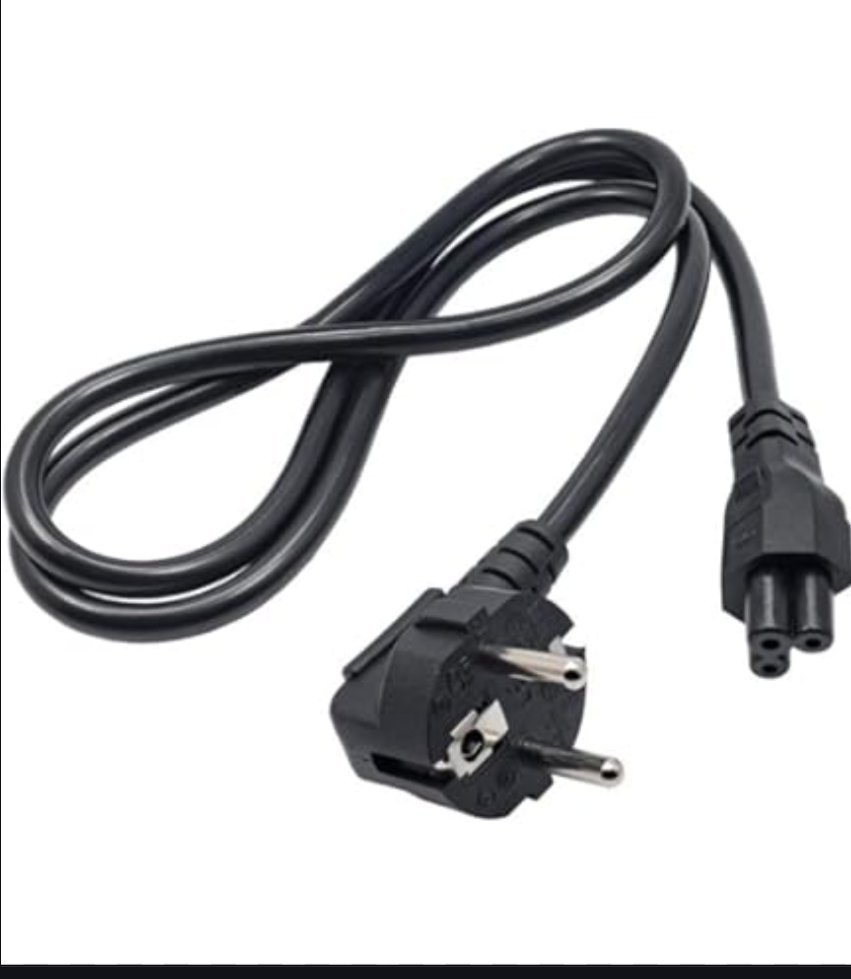 CABLE ALIMENTATION PORTABLE TREFLE 1M /0.75MM Cordon d'alimentation - Fiche de sécurité 90° sur prise IEC (C5) droite. Noir. 1.00m – Image 2