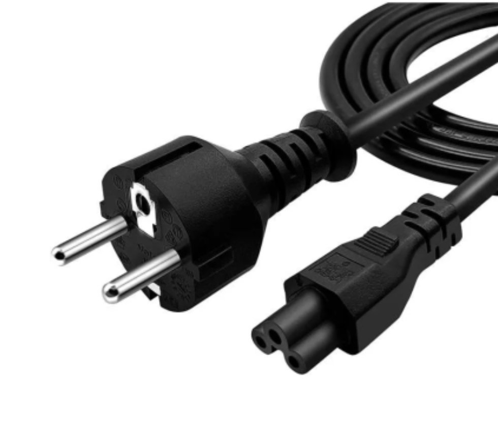 CABLE ALIMENTATION PORTABLE TREFLE 1M /0.75MM Cordon d'alimentation - Fiche de sécurité 90° sur prise IEC (C5) droite. Noir. 1.00m – Image 3