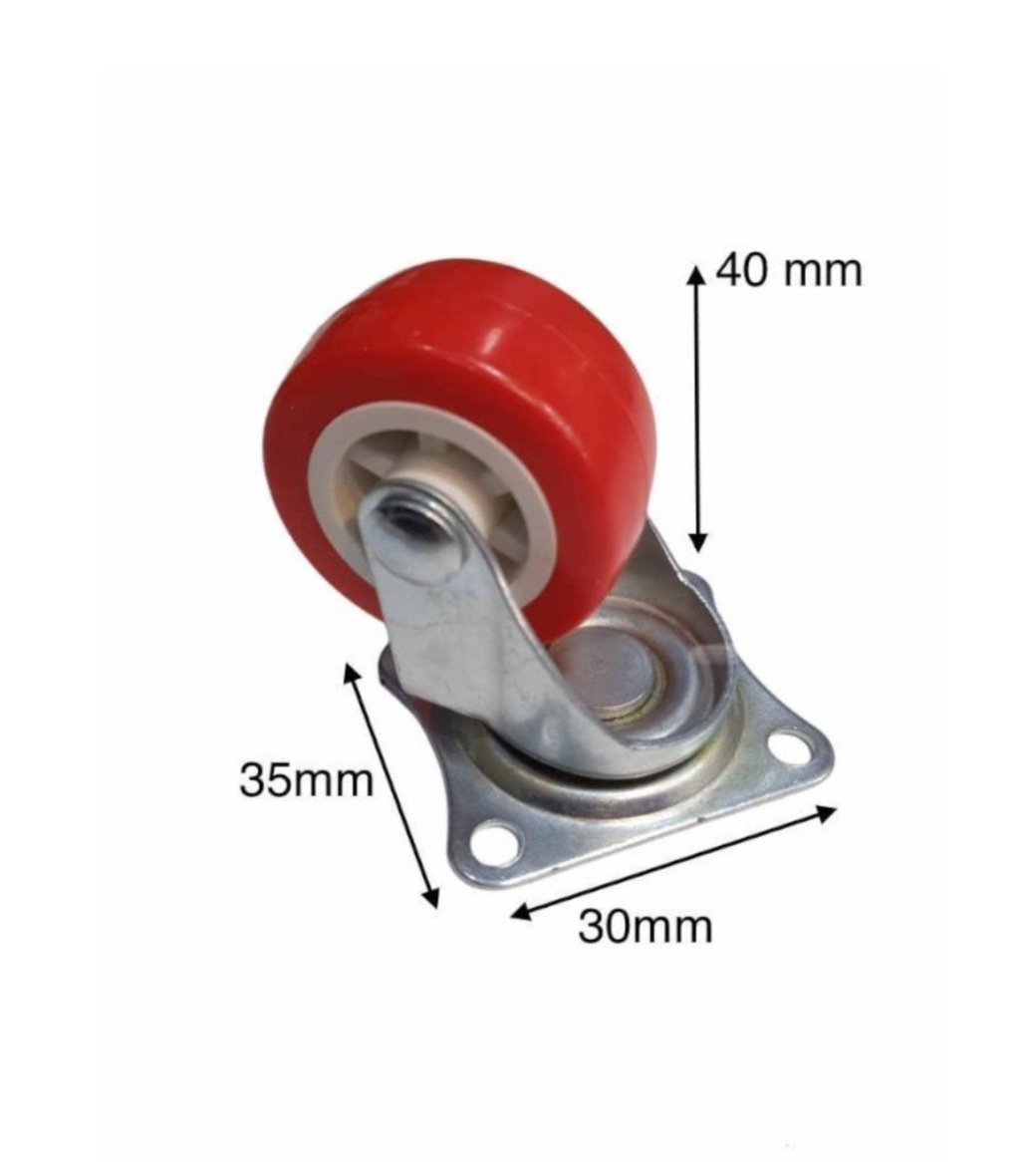 Roulettes de meubles pivotantes en PVC rouge, 17 mm, 4 pièces/ensemble 4 Roulette pivotante en caoutchouc – Image 3